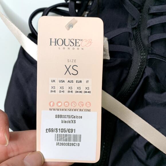 House of CB Caicos Black Ladderback One Piece Swim New with Tags XS - Picture 5 of 10